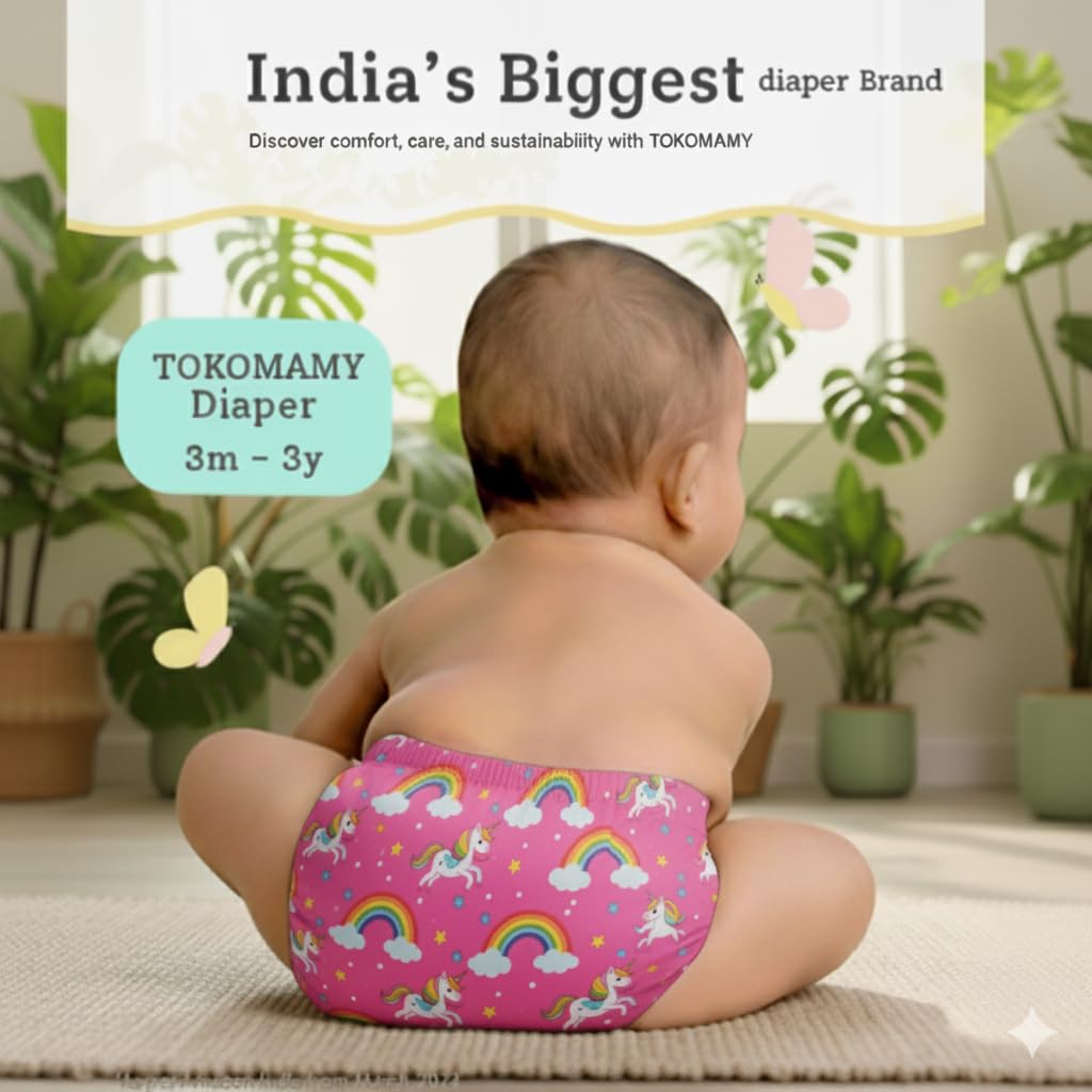 tokomamy reusable cloth diaper for newborn babies 0–3 years (5–18kg) | leakproof washable adjustable pocket cover liner with 5 layer insert pad | rash free, (pack of 1 diaper + 1 insert pad) free size tokomamy reusable cloth diaper for newborn babies 0–3 years (5–18kg) | leakproof washable adjustable pocket cover liner with 5 layer insert pad | rash free, (pack of 1 diaper + 1 insert pad) free size