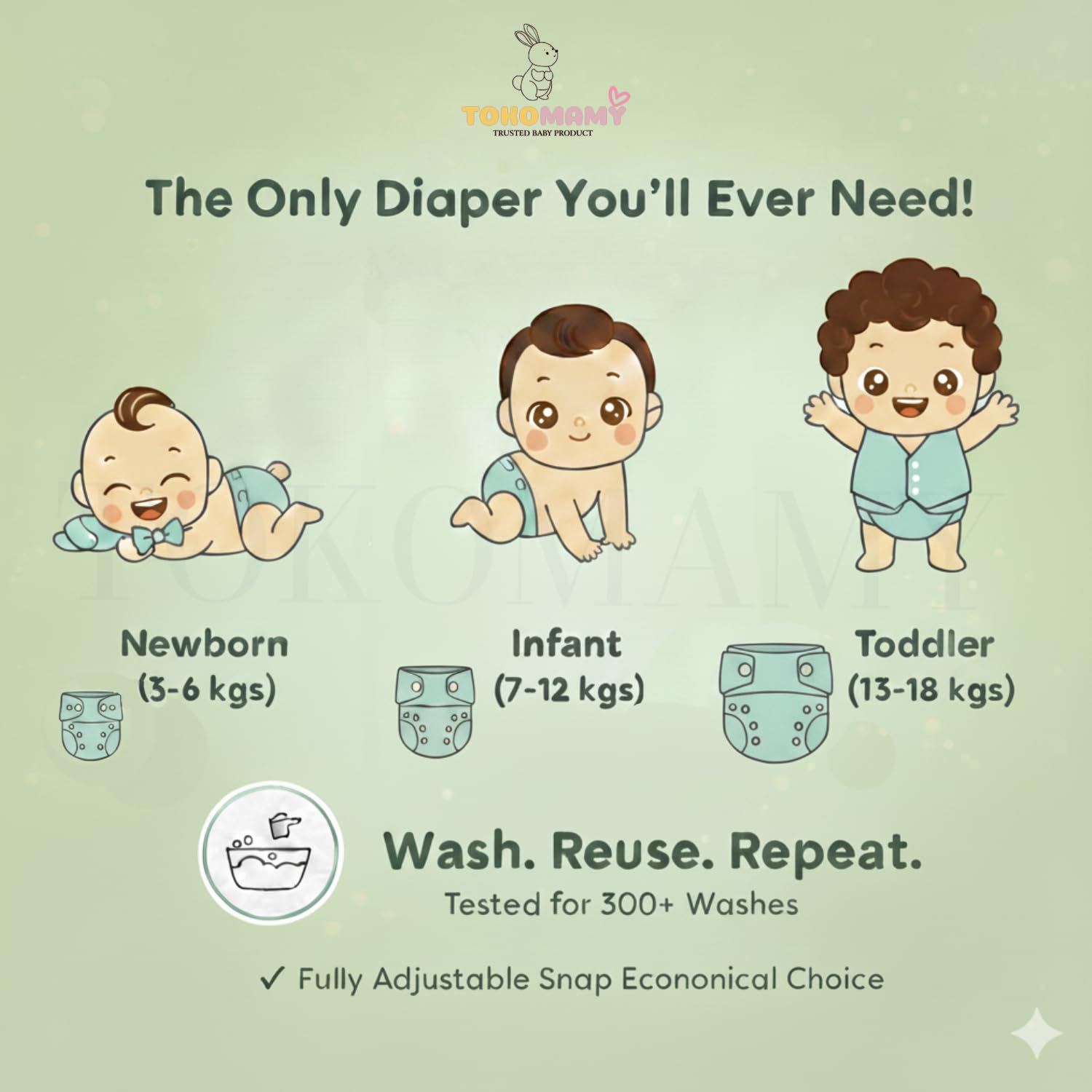 tokomamy reusable cloth diaper for newborn babies 0–3 years (5–18kg) | leakproof washable adjustable pocket cover liner with 5 layer insert pad | rash free, (pack of 5 diaper + 5 insert pad) free size tokomamy reusable cloth diaper for newborn babies 0–3 years (5–18kg) | leakproof washable adjustable pocket cover liner with 5 layer insert pad | rash free, (pack of 5 diaper + 5 insert pad) free size