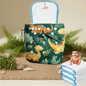 tokomamy reusable cloth diaper for newborn babies 0–3 years (5–18kg) | leakproof washable adjustable pocket cover liner with 5 layer insert pad | rash free, (pack of 1 diaper + 1 insert pad) free size
