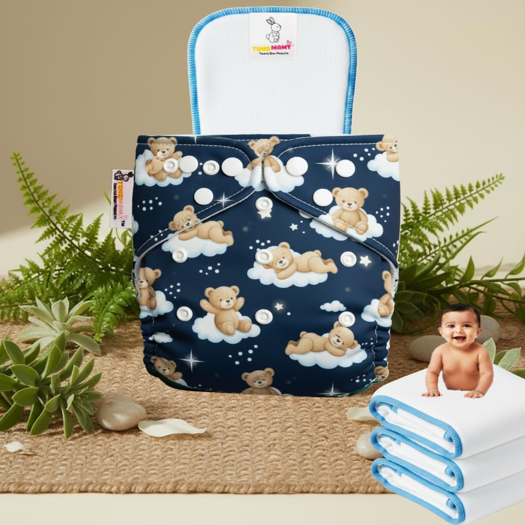 tokomamy reusable cloth diaper for newborn babies 0–3 years (5–18kg) | leakproof washable adjustable pocket cover liner with 5 layer insert pad | rash free, (pack of 1 diaper + 1 insert pad) free size tokomamy reusable cloth diaper for newborn babies 0–3 years (5–18kg) | leakproof washable adjustable pocket cover liner with 5 layer insert pad | rash free, (pack of 1 diaper + 1 insert pad) free size