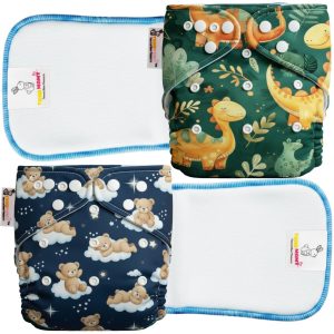 tokomamy leak proof reusable cloth diapers for babies | 2 adjustable washable diapers + 2 high absorbent 5 layer inserts | eco friendly, free size 4–18kg | newborn to toddler