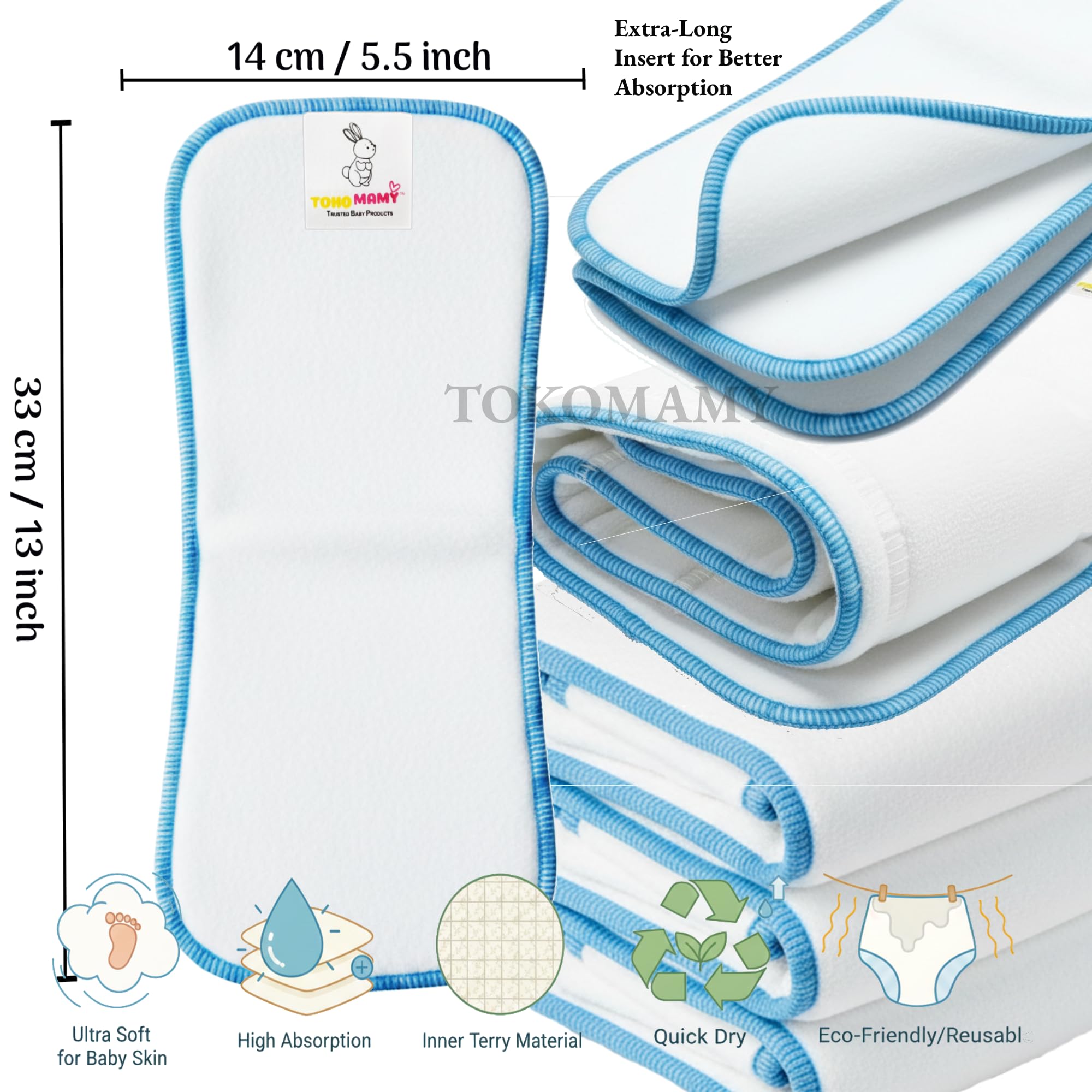 tokomamy reusable cloth diaper for newborn babies 0–3 years (5–18kg) | leakproof washable adjustable pocket cover liner with 5 layer insert pad | rash free, (pack of 1 diaper + 1 insert pad) free size tokomamy reusable cloth diaper for newborn babies 0–3 years (5–18kg) | leakproof washable adjustable pocket cover liner with 5 layer insert pad | rash free, (pack of 1 diaper + 1 insert pad) free size